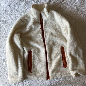 Gerry Sherpa Fleece Jacket Womens L Cream Teddy Full Zip Cozy